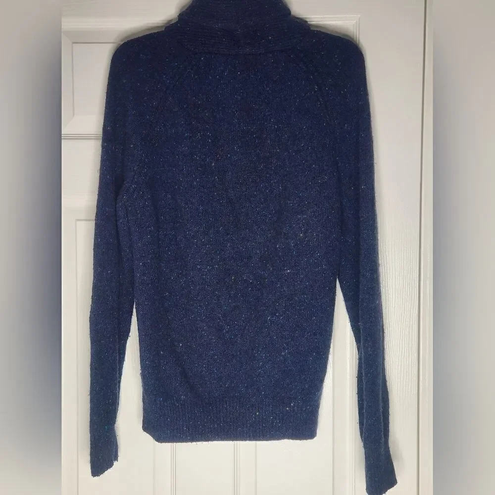 J.Crew L  NavyBlue  1/4 Zip Shawl Collar WoolBlend Speckled MenCardigan Sweater